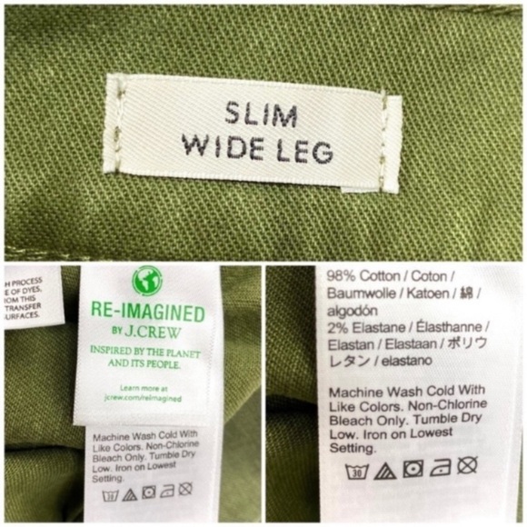 J.CREW High Rise Garment-dyed Slim Wide leg Crop Pants Loden Green Size 30 New - Picture 7 of 8